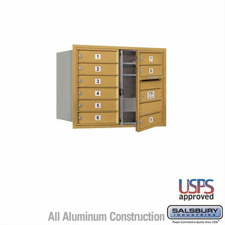 Salsbury Industries 3706D-09GFU-09-FU 4C Horizontal Mailbox 6 Door High Front Loading USPS Access Gold