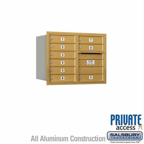 Salsbury Industries 3706D-09GRP-09-RP 4C Horizontal Mailbox 6 Door High Rear Loading Private Access Gold