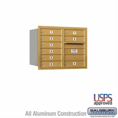 Salsbury Industries 3706D-09GRU-09-RU 4C Horizontal Mailbox 6 Door High Rear Loading USPS Access Gold