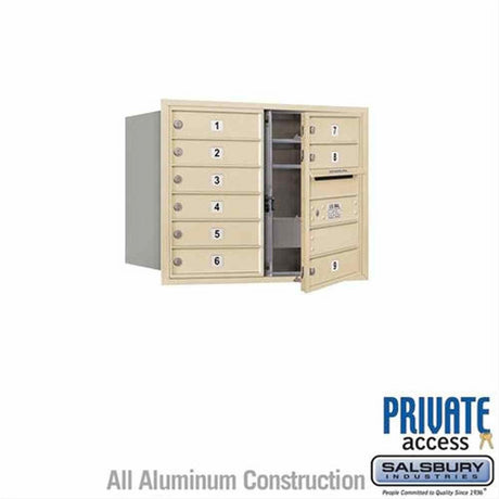 Salsbury Industries 3706D-09SFP-09-FP 4C Horizontal Mailbox 6 Door High Front Loading Private Access Sandstone