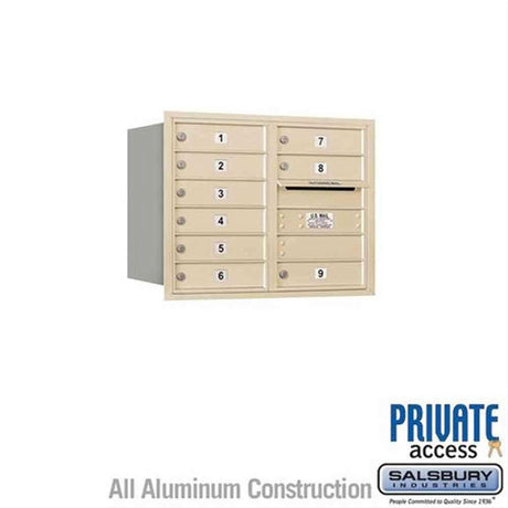 Salsbury Industries 3706D-09SRP-09-RP 4C Horizontal Mailbox 6 Door High Rear Loading Private Access Sandstone