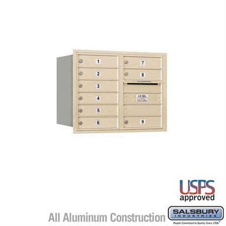 Salsbury Industries 3706D-09SRU-09-RU 4C Horizontal Mailbox 6 Door High Rear Loading USPS Access Sandstone