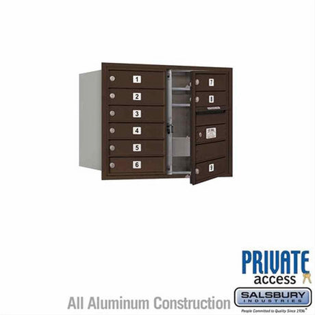 Salsbury Industries 3706D-09ZFP-09-FP 4C Horizontal Mailbox 6 Door High Front Loading Private Access Bronze