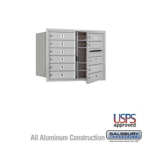 Salsbury Industries 3706D-10AFU-10-FU 4C Horizontal Mailbox 6 Door High Front Loading USPS Access Aluminum