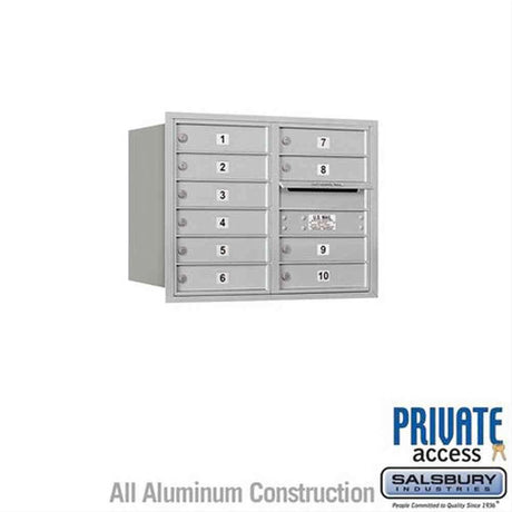 Salsbury Industries 3706D-10ARP-10-RP 4C Horizontal Mailbox 6 Door High Rear Loading Private Access Aluminum