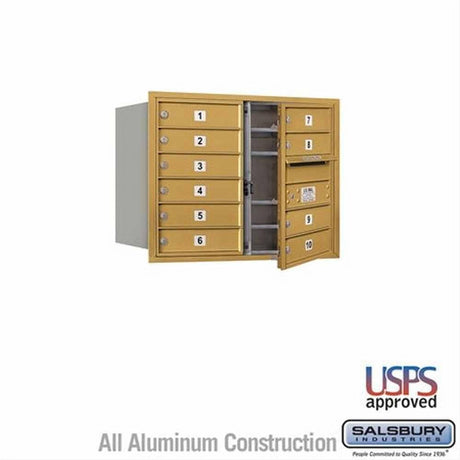 Salsbury Industries 3706D-10GFU-10-FU 4C Horizontal Mailbox 6 Door High Front Loading USPS Access Gold