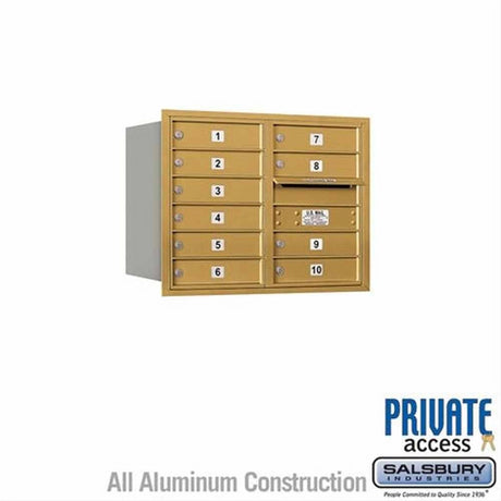 Salsbury Industries 3706D-10GRP-10-RP 4C Horizontal Mailbox 6 Door High Rear Loading Private Access Gold