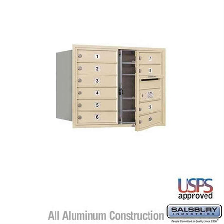 Salsbury Industries 3706D-10SFU-10-FU 4C Horizontal Mailbox 6 Door High Front Loading USPS Access Sandstone