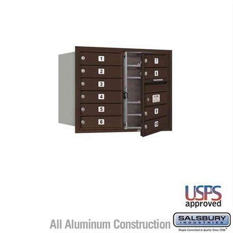 Salsbury Industries 3706D-10ZFU-10-FU 4C Horizontal Mailbox 6 Door High Front Loading USPS Access Bronze