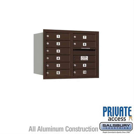 Salsbury Industries 3706D-10ZRP-10-RP 4C Horizontal Mailbox 6 Door High Rear Loading Private Access Bronze
