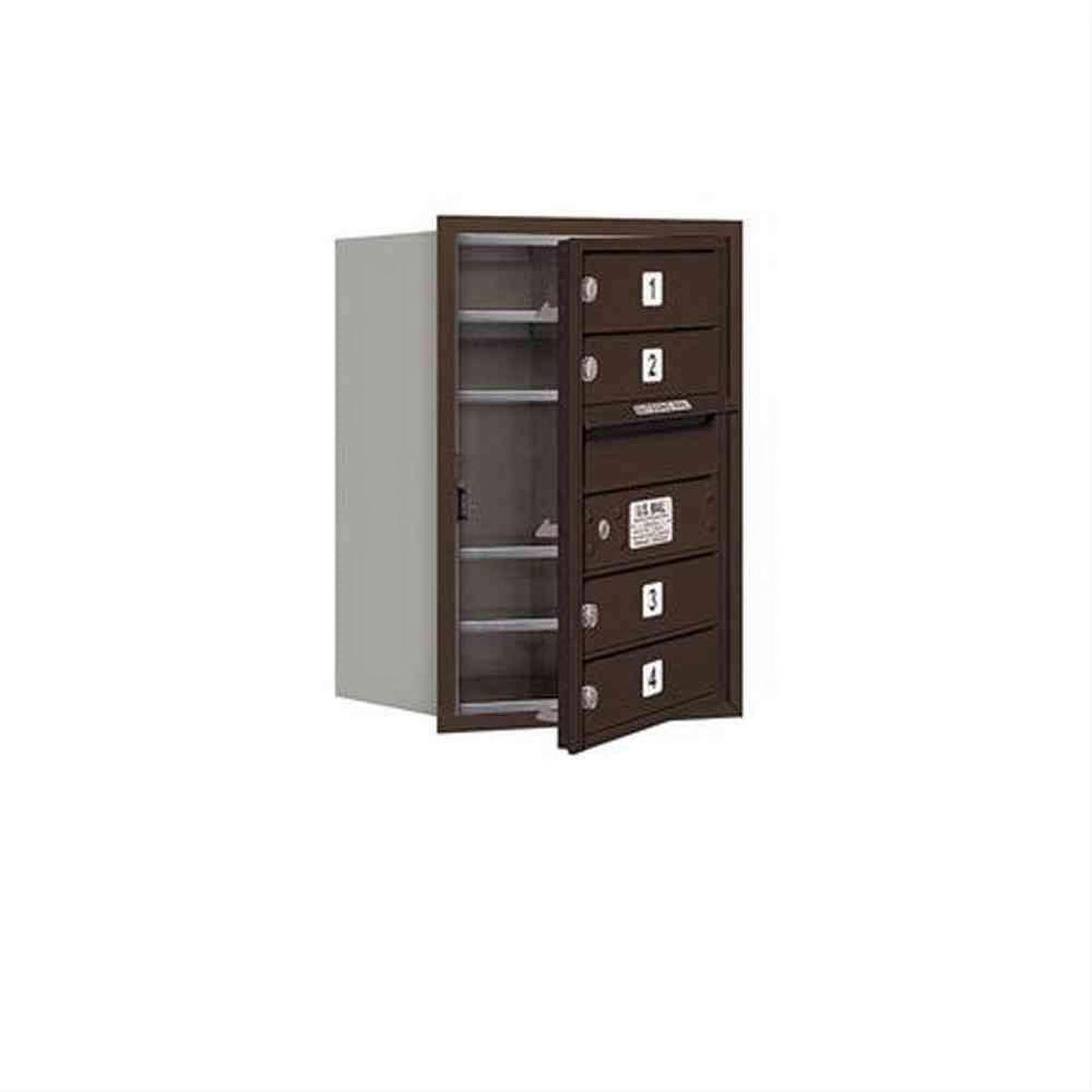 Salsbury Industries 3706S-04ZFU-04-FU 4C Horizontal Mailbox 6 Door High Front Loading USPS Access Bronze