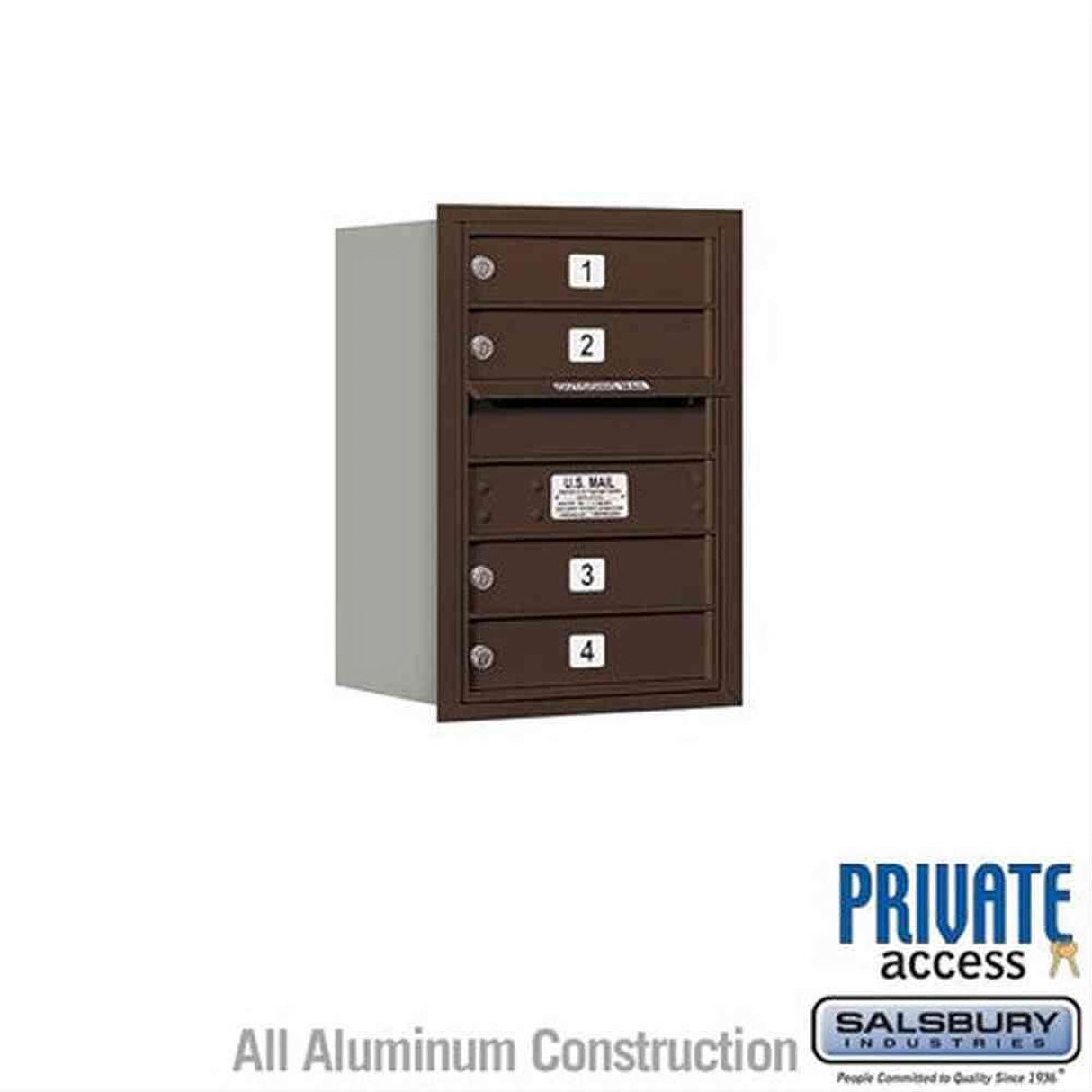 Salsbury Industries 3706S-04ZRP-04-RP 4C Horizontal Mailbox 6 Door High Rear Loading Private Access Bronze