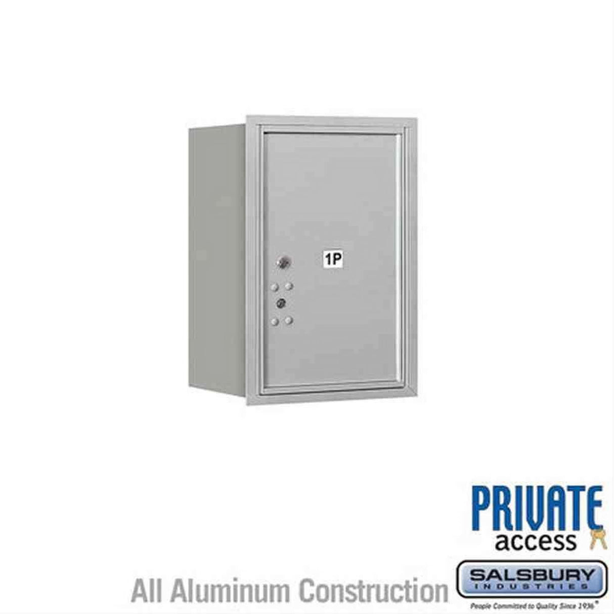 Salsbury Industries 3706S-1PARP-1P-RP 4C Horizontal Mailbox 6 Door High Rear Loading Private Access Aluminum
