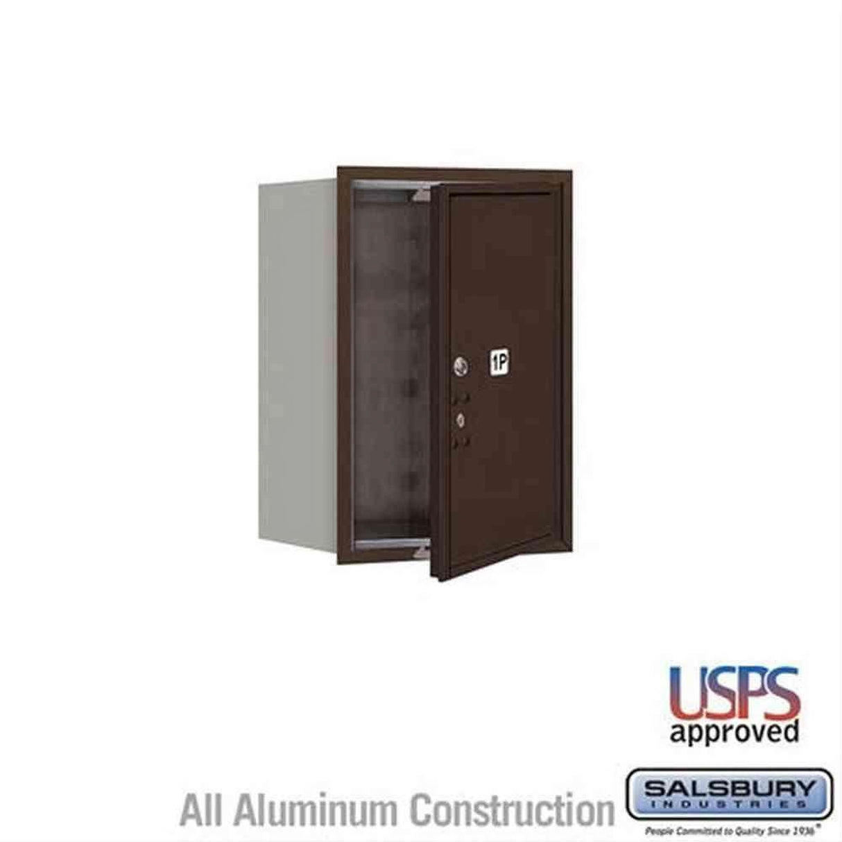 Salsbury Industries 3706S-1PZFU-1P-FU 4C Horizontal Mailbox 6 Door High Front Loading USPS Access Bronze