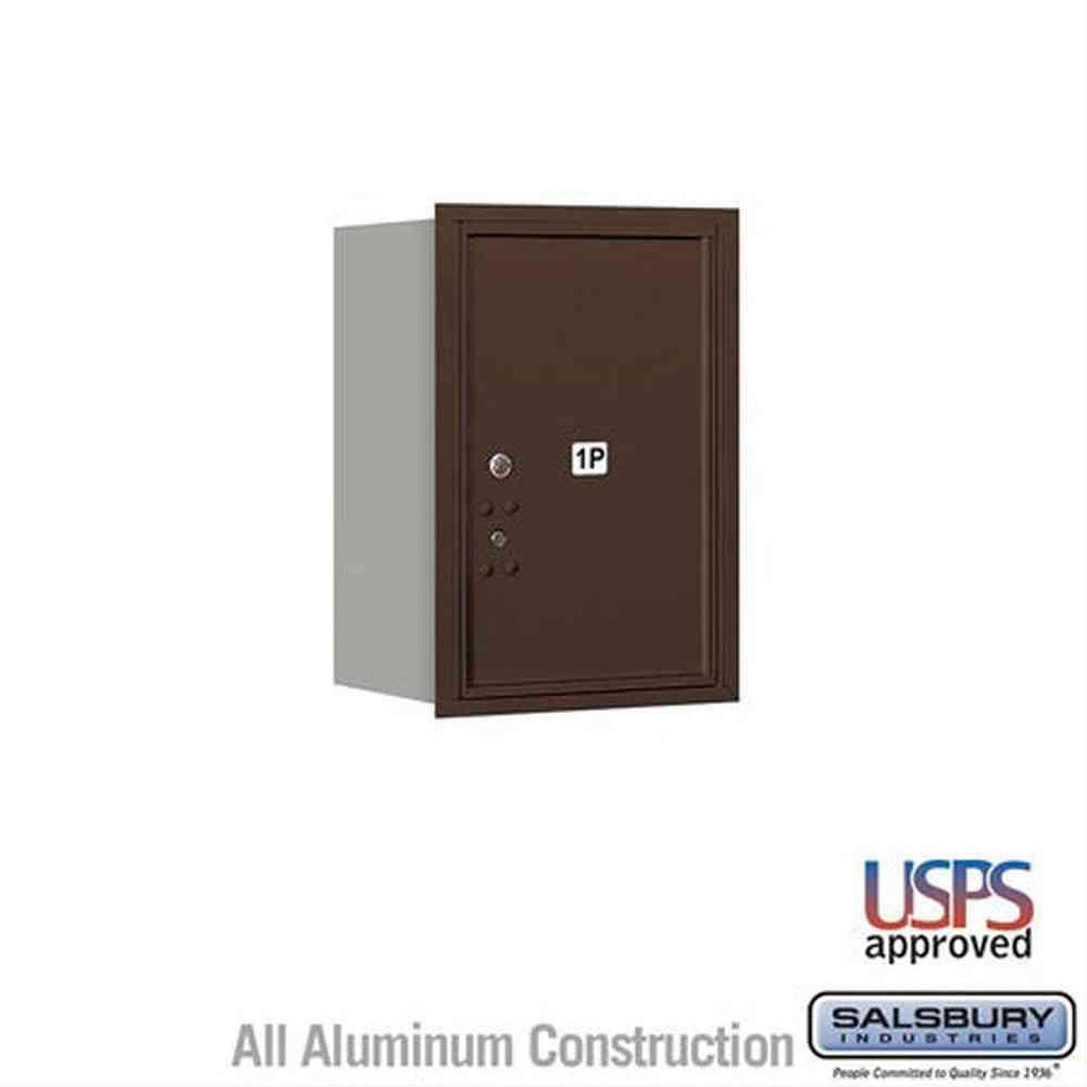 Salsbury Industries 3706S-1PZRU-1P-RU 4C Horizontal Mailbox 6 Door High Rear Loading USPS Access Bronze