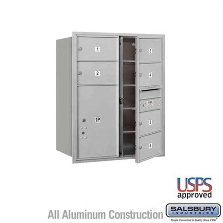 Salsbury Industries 3710D-06AFU-06-FU 4C Horizontal Mailbox 10 Door High Front Loading USPS Access Aluminum