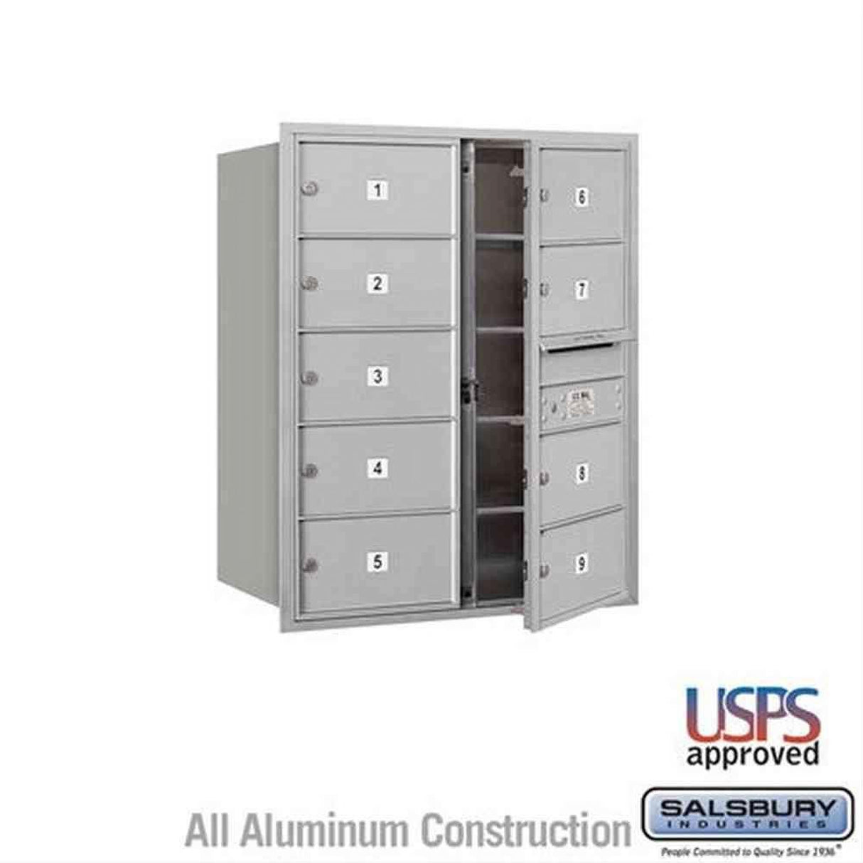 Salsbury Industries 3710D-09AFU-09-FU 4C Horizontal Mailbox 10 Door High Front Loading USPS Access Aluminum