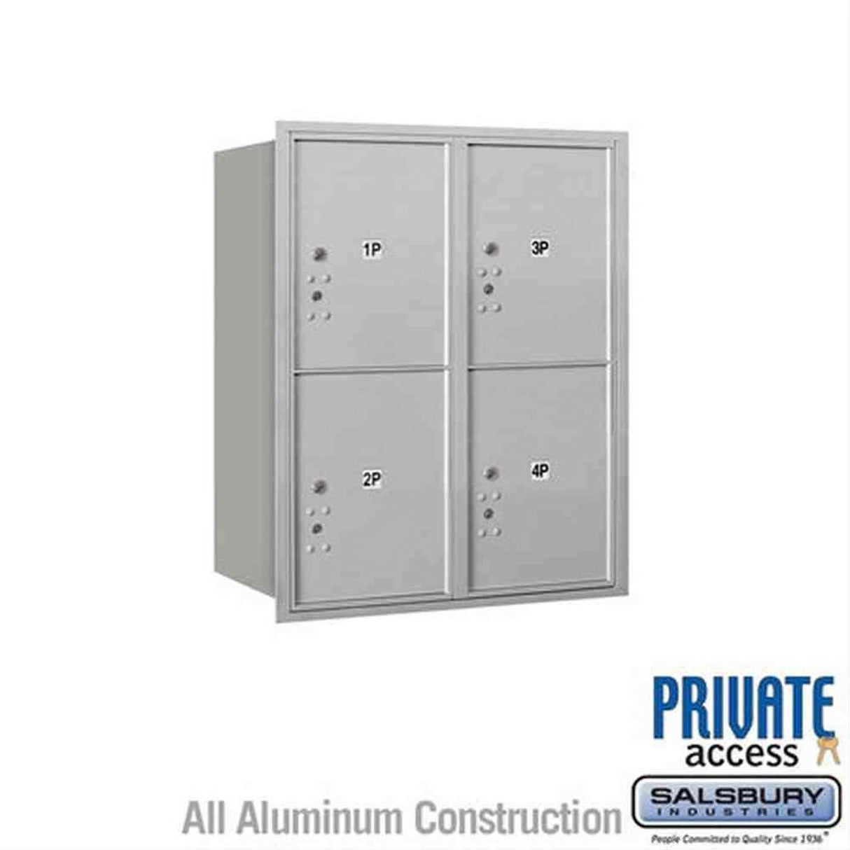 Salsbury Industries 3710D-4PARP-4P-RP 4C Horizontal Mailbox 10 Door High Rear Loading Private Access Aluminum