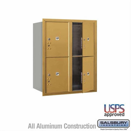 Salsbury Industries 3710D-4PGFU-4P-FU 4C Horizontal Mailbox 10 Door High Front Loading USPS Access Gold