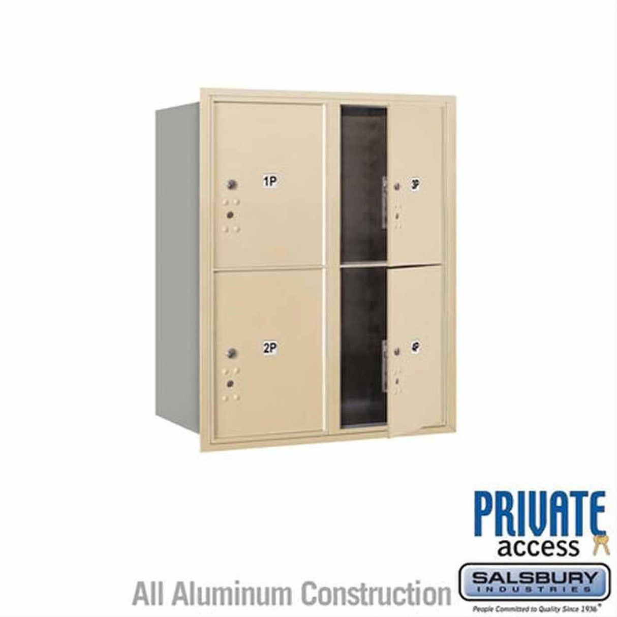 Salsbury Industries 3710D-4PSFP-4P-FP 4C Horizontal Mailbox 10 Door High Front Loading Private Access Sandstone