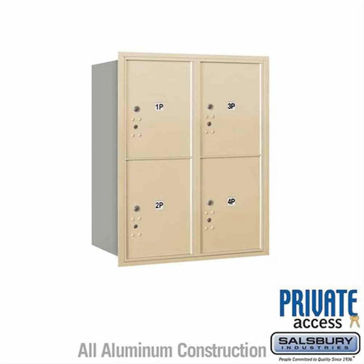 Salsbury Industries 3710D-4PSRP-4P-RP 4C Horizontal Mailbox 10 Door High Rear Loading Private Access Sandstone