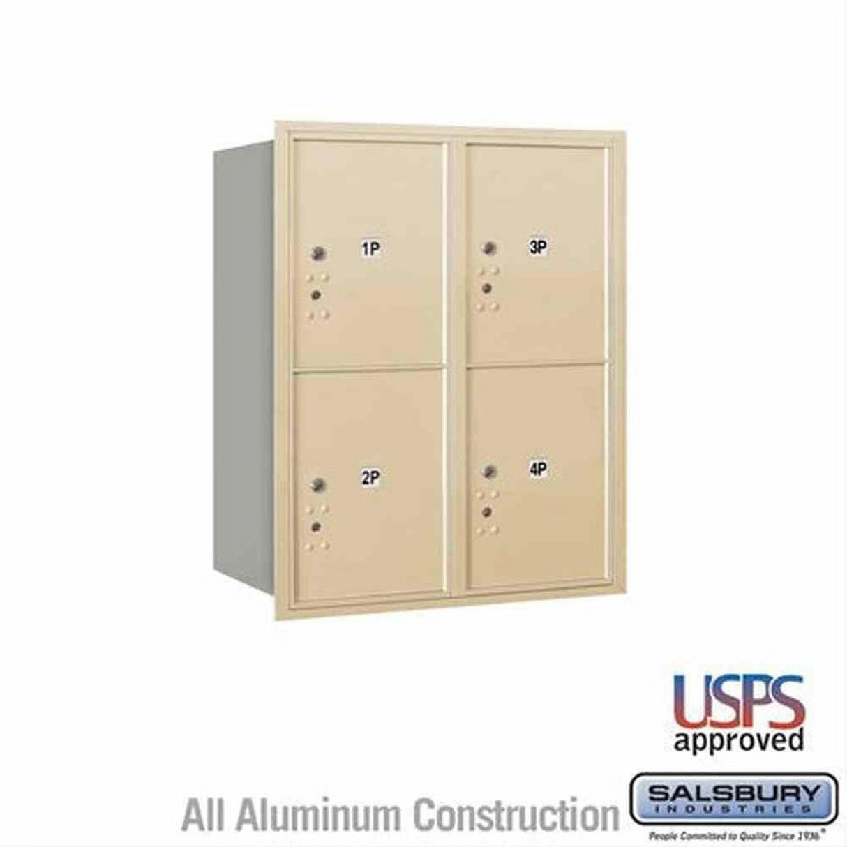 Salsbury Industries 3710D-4PSRU-4P-RU 4C Horizontal Mailbox 10 Door High Rear Loading USPS Access Sandstone
