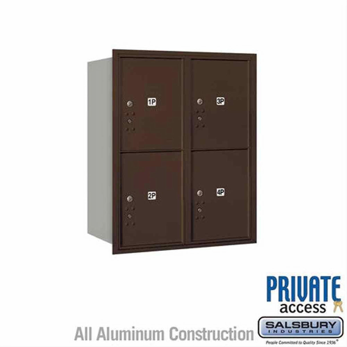 Salsbury Industries 3710D-4PZRP-4P-RP 4C Horizontal Mailbox 10 Door High Rear Loading Private Access Bronze