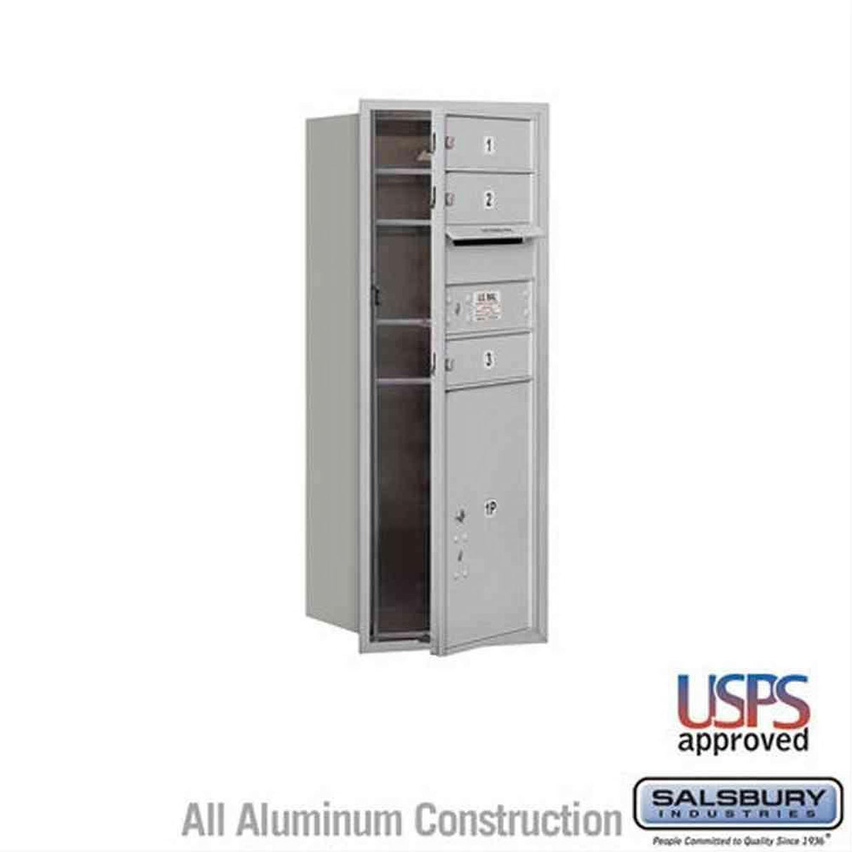 Salsbury Industries 3710S-03AFU-03-FU 4C Horizontal Mailbox 10 Door High Front Loading USPS Access Aluminum