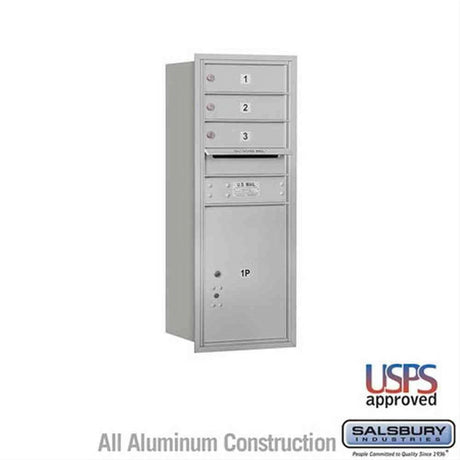 Salsbury Industries 3710S-03ARU-03-RU 4C Horizontal Mailbox 10 Door High Rear Loading USPS Access Aluminum