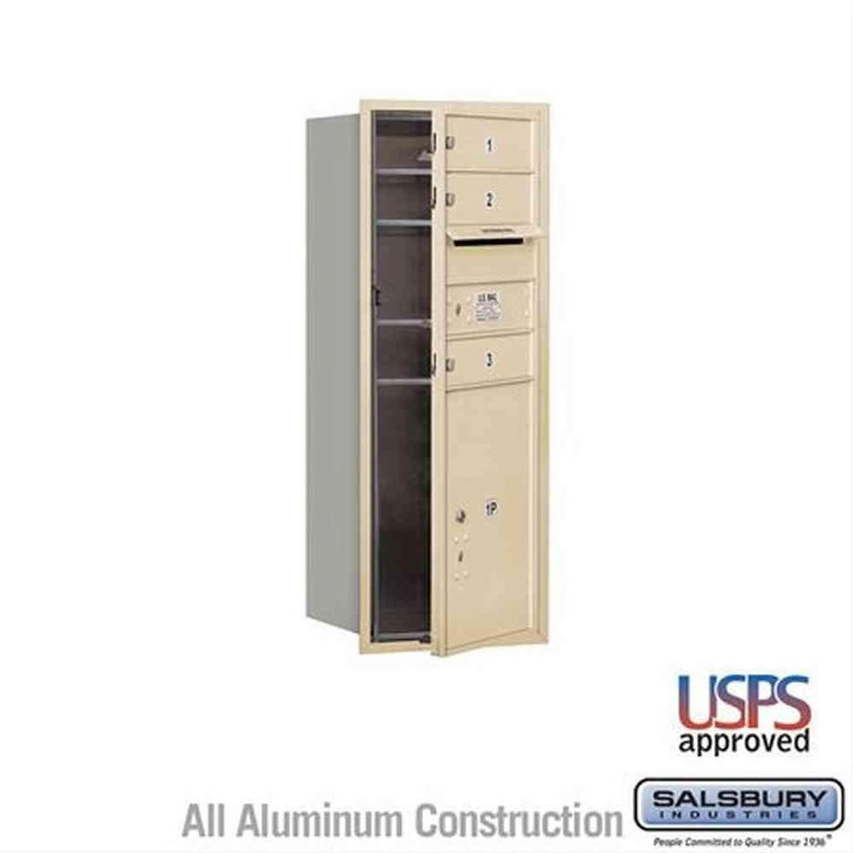 Salsbury Industries 3710S-03SFU-03-FU 4C Horizontal Mailbox 10 Door High Front Loading USPS Access Sandstone