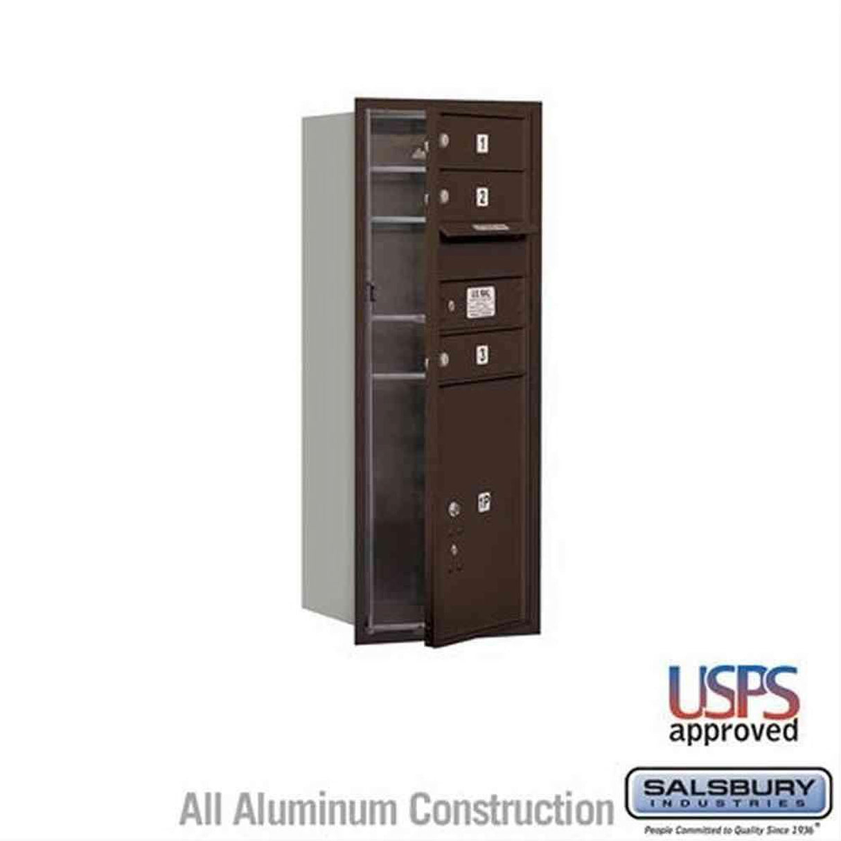 Salsbury Industries 3710S-03ZFU-03-FU 4C Horizontal Mailbox 10 Door High Front Loading USPS Access Bronze