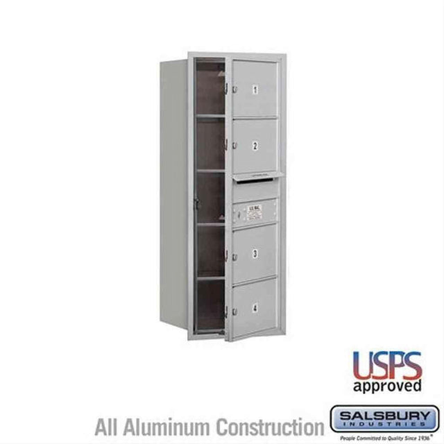 Salsbury Industries 3710S-04AFU-04-FU 4C Horizontal Mailbox 10 Door High Front Loading USPS Access Aluminum