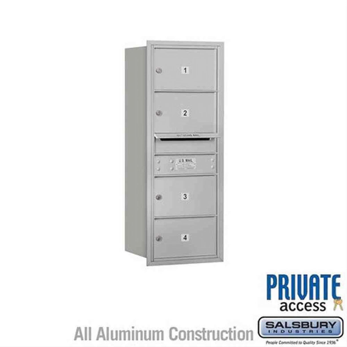 Salsbury Industries 3710S-04ARP-04-RP 4C Horizontal Mailbox 10 Door High Rear Loading Private Access Aluminum