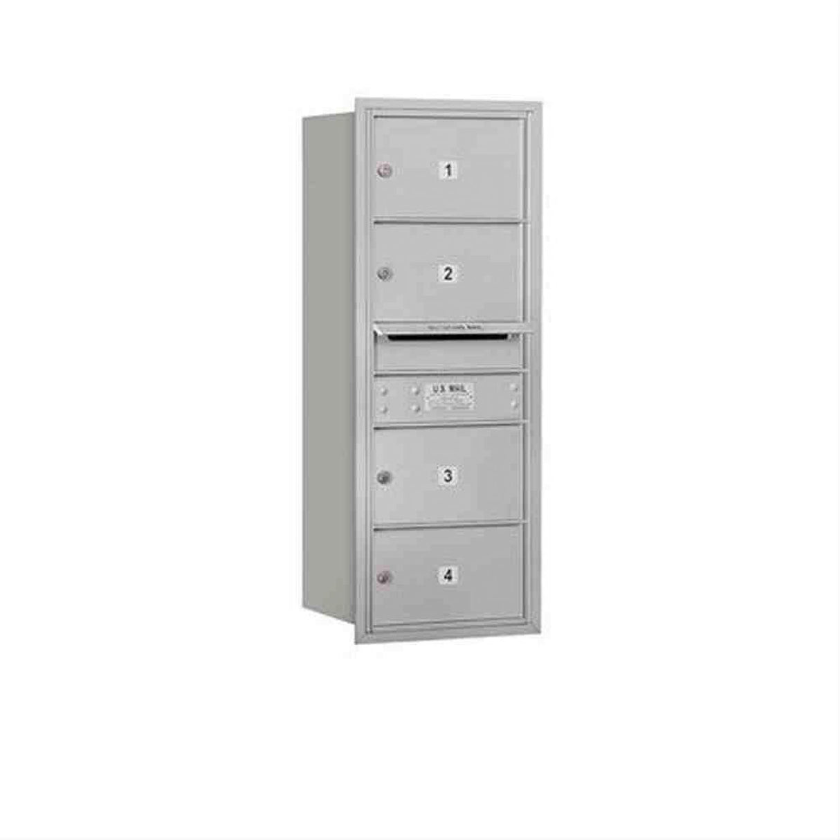 Salsbury Industries 3710S-04ARU-04-RU 4C Horizontal Mailbox 10 Door High Rear Loading USPS Access Aluminum