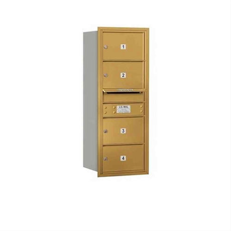Salsbury Industries 3710S-04GRU-04-RU 4C Horizontal Mailbox 10 Door High Rear Loading USPS Access Gold