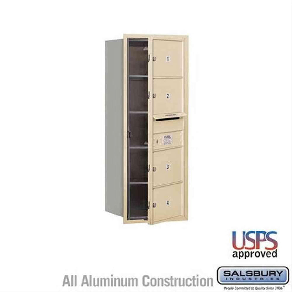 Salsbury Industries 3710S-04SFU-04-FU 4C Horizontal Mailbox 10 Door High Front Loading USPS Access Sandstone