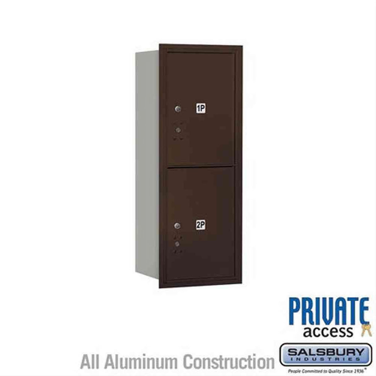 Salsbury Industries 3710S-2PZRP-2P-RP 4C Horizontal Mailbox 10 Door High Rear Loading Private Access Bronze
