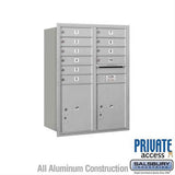 Salsbury Industries 3711D-10ARP-10-RP 4C Horizontal Mailbox 11 Door High Rear Loading Private Access Aluminum