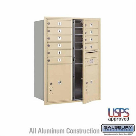 Salsbury Industries 3711D-10SFU-10-FU 4C Horizontal Mailbox 11 Door High Front Loading USPS Access Sandstone