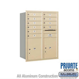 Salsbury Industries 3711D-10SRP-10-RP 4C Horizontal Mailbox 11 Door High Rear Loading Private Access Sandstone