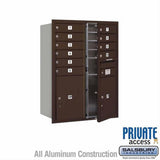 Salsbury Industries 3711D-10ZFP-10-FP 4C Horizontal Mailbox 11 Door High Front Loading Private Access Bronze