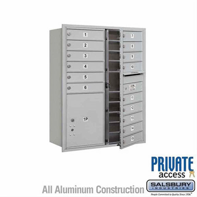 Salsbury Industries 3711D-15AFP-15-FP 4C Horizontal Mailbox 11 Door High Front Loading Private Access Aluminum