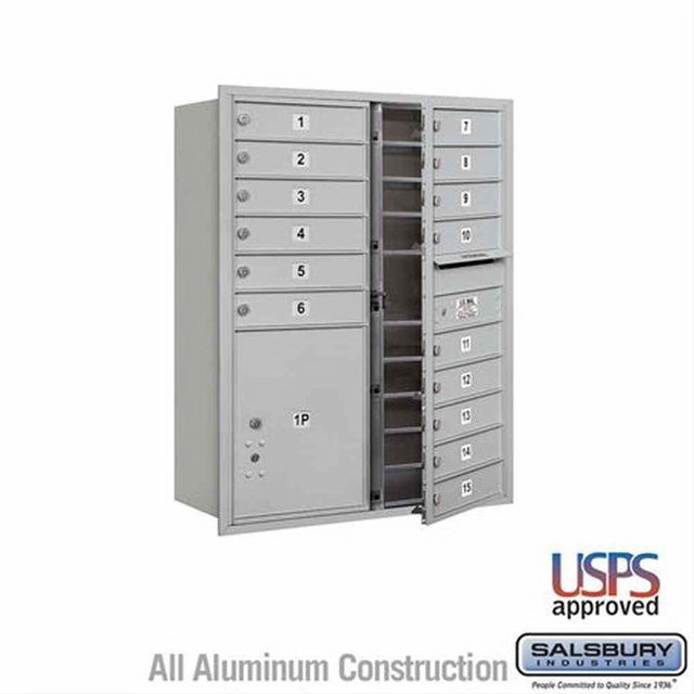 Salsbury Industries 3711D-15AFU-15-FU 4C Horizontal Mailbox 11 Door High Front Loading USPS Access Aluminum