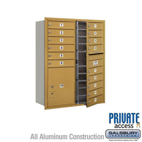 Salsbury Industries 3711D-15GFP-15-FP 4C Horizontal Mailbox 11 Door High Front Loading Private Access Gold