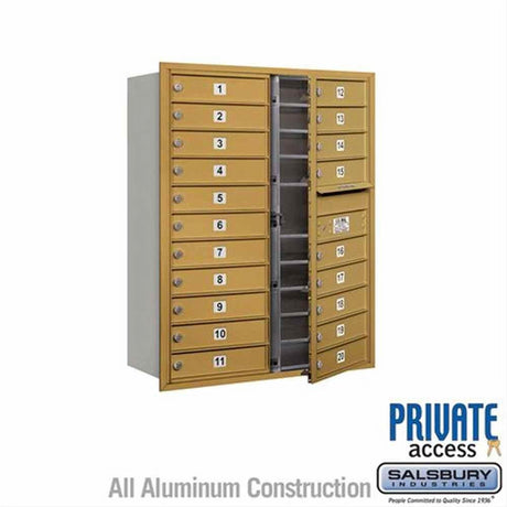 Salsbury Industries 3711D-20GFP-20-FP 4C Horizontal Mailbox 11 Door High Front Loading Private Access Gold