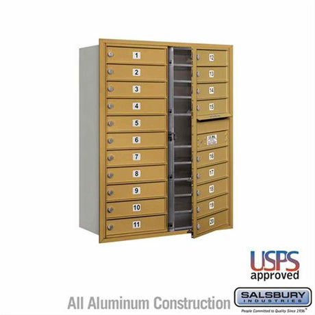 Salsbury Industries 3711D-20GFU-20-FU 4C Horizontal Mailbox 11 Door High Front Loading USPS Access Gold