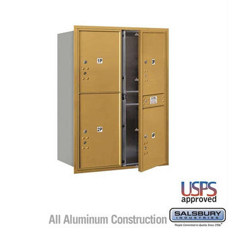 Salsbury Industries 3711D-4PGFU-4P-FU 4C Horizontal Mailbox 11 Door High Front Loading USPS Access Gold