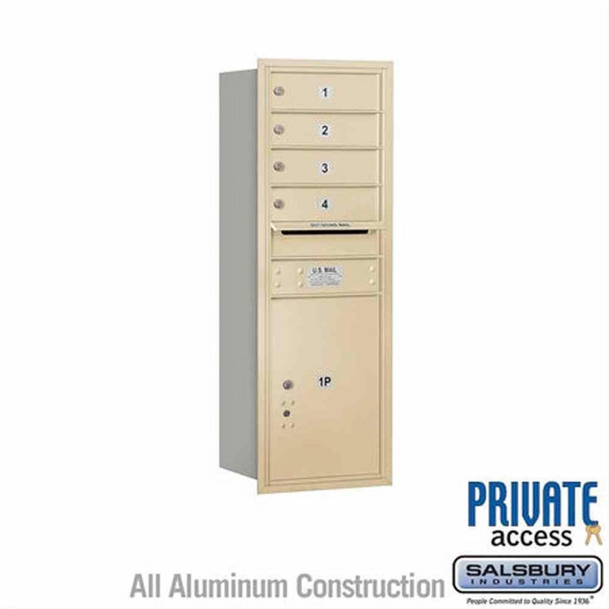 Salsbury Industries 3711S-04SRP-04-RP 4C Horizontal Mailbox 11 Door High Rear Loading Private Access Sandstone