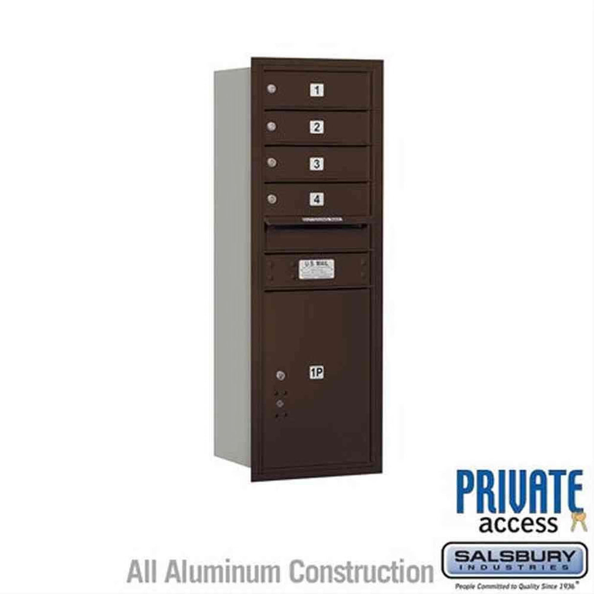 Salsbury Industries 3711S-04ZRP-04-RP 4C Horizontal Mailbox 11 Door High Rear Loading Private Access Bronze
