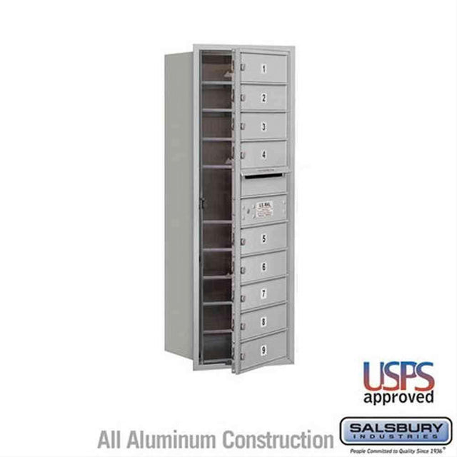 Salsbury Industries 3711S-09AFU-09-FU 4C Horizontal Mailbox 11 Door High Front Loading USPS Access Aluminum